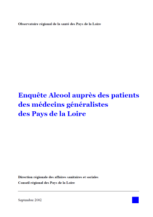 Enquête alcool auprès des patients des médecins généralistes des Pays de la Loire