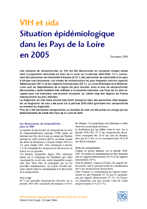 VIH et sida. Situation épidémiologique dans les Pays de la Loire en 2005