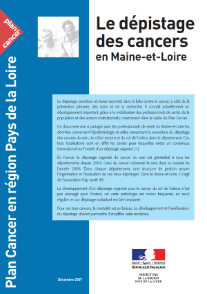 Le dépistage des cancers en Maine-et-Loire