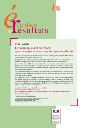 Le handicap auditif en France : apports de l’enquête Handicaps, incapacités, dépendance, 1998-1999