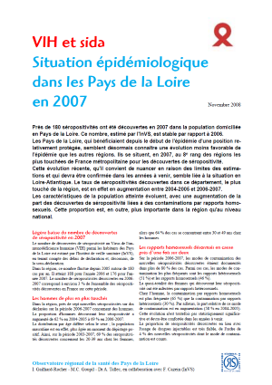 VIH et sida. Situation épidémiologique dans les Pays de la Loire en 2007