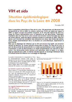 VIH et sida. Situation épidémiologique dans les Pays de la Loire en 2008