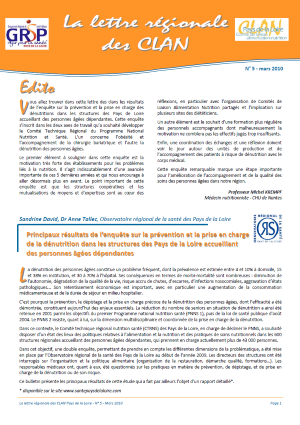 Principaux résultats de l’enquête sur la prévention et la prise en charge de la dénutrition dans les structures des Pays de la Loire accueillant des personnes âgées dépendantes