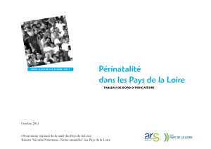 Périnatalité dans les Pays de la Loire. Tableau de bord d’indicateurs. Mise à jour octobre 2011