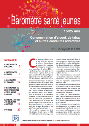Consommation d'alcool, de tabac et autres conduites addictives. Baromètre santé jeunes Pays de la Loire 2010