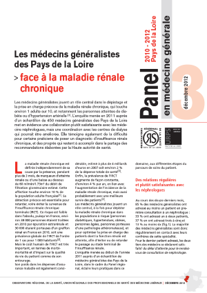 Les médecins généralistes des Pays de la Loire face à la maladie rénale chronique. N° 3