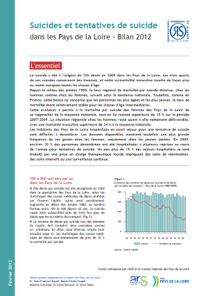 Suicides et tentatives de suicide dans les Pays de la Loire et les départements. Bilan 2012