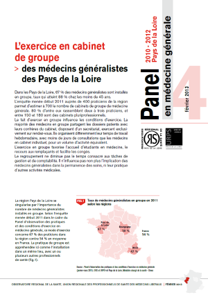 L'exercice en cabinet de groupe des médecins généralistes des Pays de la Loire. N° 4