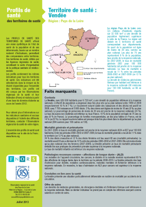 Profils de santé des territoires de santé. Territoire de santé : Vendée