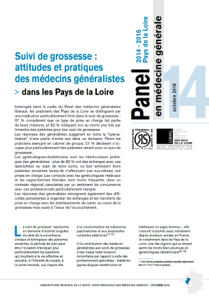 Suivi de grossesse : attitudes et pratiques des médecins généralistes dans les Pays de la Loire. N° 14