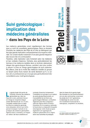 Suivi gynécologique : implication des médecins généralistes des Pays de la Loire. N° 15. Panel d’observation des pratiques et des conditions d’exercice en médecine générale