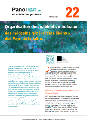 Organisation des cabinets médicaux des médecins généralistes libéraux des Pays de la Loire. N° 22