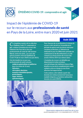 Impact de l’épidémie de COVID-19 sur le recours aux professionnels de santé en Pays de la Loire, entre mars 2020 et juin 2021