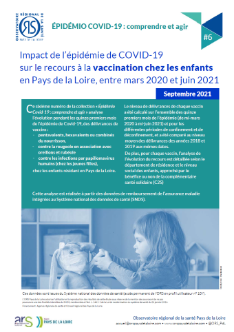 Impact de l’épidémie de COVID-19 sur le recours à la vaccination chez les enfants en Pays de la Loire, entre mars 2020 et juin 2021