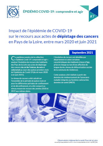 Impact de l’épidémie de COVID-19 sur le recours aux actes de dépistage des cancers en Pays de la Loire, entre mars 2020 et juin 2021