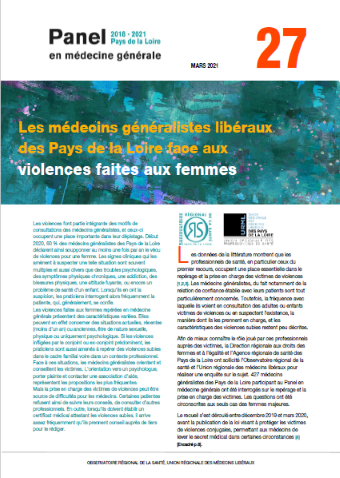 Les médecins généralistes libéraux des Pays de la Loire face aux violences faites aux femmes. N° 27