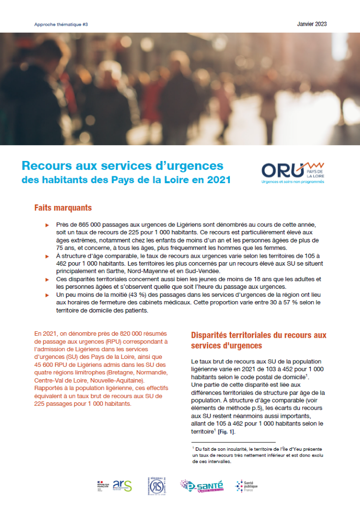 Recours aux services d’urgences des habitants des Pays de la Loire en 2021