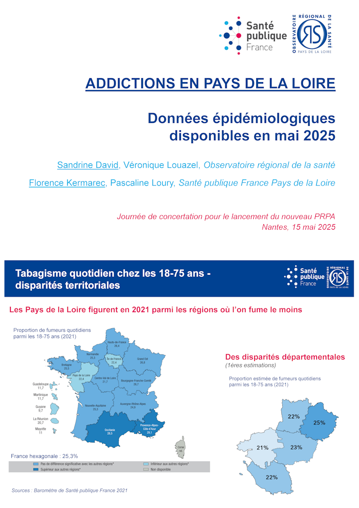 Addictions en Pays de la Loire. Données épidémiologiques disponibles en mai 2025