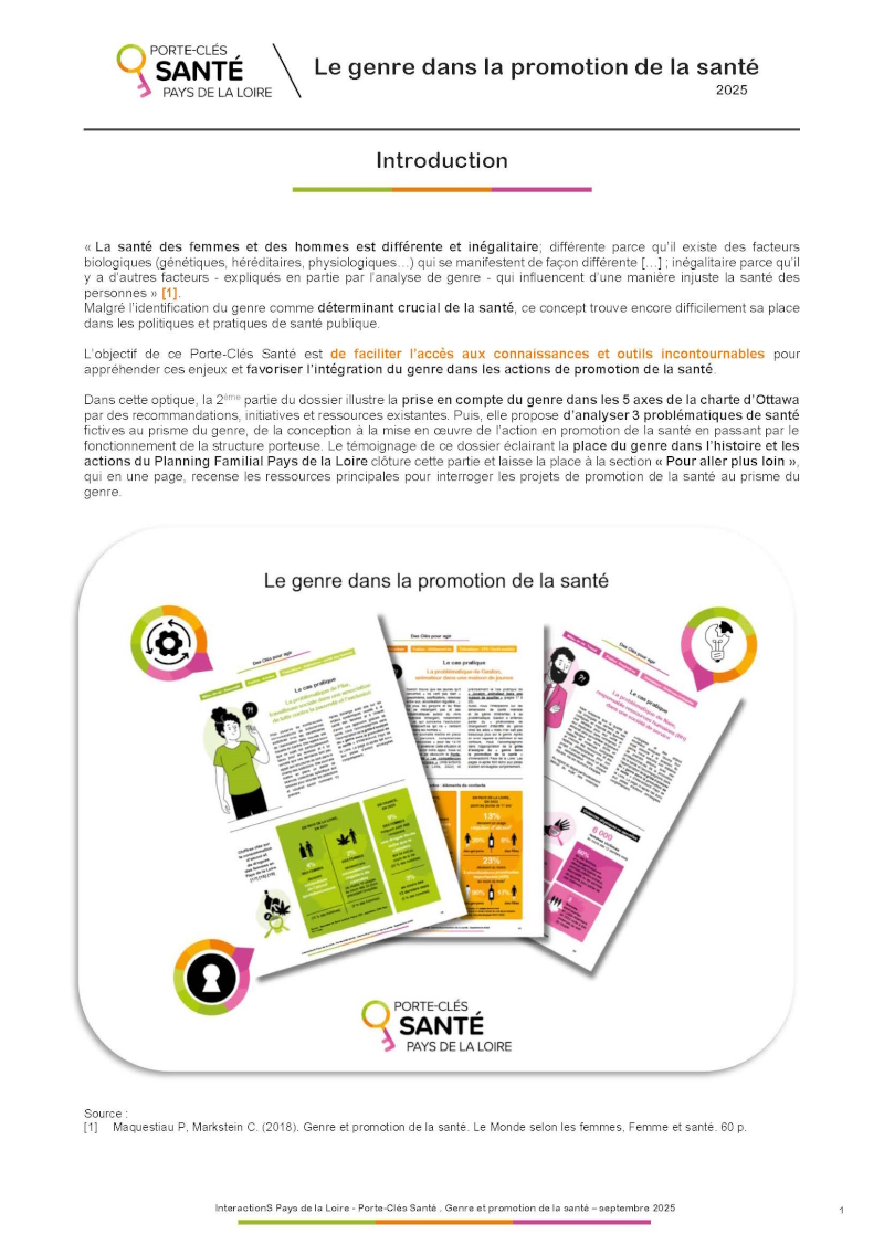 Le genre dans la promotion de la santé