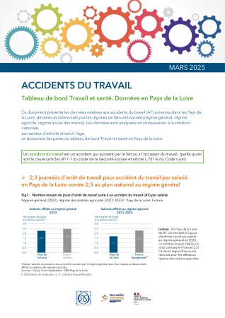 Tableau de bord Travail et santé en Pays de la Loire : 5 brochures actualisées