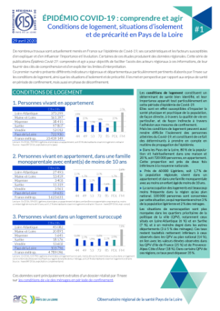 ÉPIDÉMIO COVID-19 : comprendre et agir. Conditions de logement, situations d’isolement et de précarité en Pays de la Loire