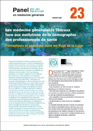 Les médecins généralistes libéraux face aux évolutions de la démographie des professionnels de santé. Perceptions et pratiques dans les Pays de la Loire