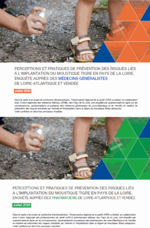 Perceptions et pratiques de prévention des risques liés à l'implantation du moustique tigre en Pays de la Loire. Deux enquêtes auprès des médecins généralistes et pharmaciens de Loire-Atlantique et Vendée