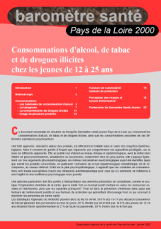 Consommations d'alcool, de tabac et de drogues illicites chez les jeunes de 12 à 25 ans. Résultats de l’enquête Baromètre Santé Jeunes Pays de la Loire 2000