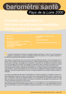 Sexualité, contraception et infections sexuellement transmissibles chez les jeunes de la région. Résultats de l’enquête Baromètre Santé Jeunes Pays de la Loire 2000