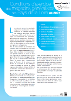 Conditions d'exercice des médecins généralistes des Pays de la Loire en 2007. Panel d'observation des pratiques et des conditions d'exercice en médecine générale. Vague d'enquête 1 (mars-avril 2007)