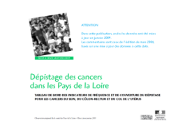 Dépistage des cancers dans les Pays de la Loire. Tableau de bord des indicateurs de fréquence et de couverture du dépistage pour les cancers du sein, du côlon-rectum et du col de l’utérus. Mise à jour janvier 2009