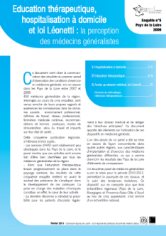 Éducation thérapeutique, hospitalisation à domicile et loi Léonetti : la perception des médecins généralistes. Panel d'observation des pratiques et des conditions d'exercice en médecine générale. Enquête n° 5 - Pays de la Loire, 2009 (juin-septembre 2009)