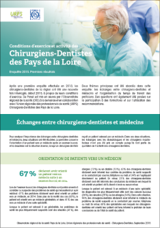 Conditions d’exercice et activité des chirurgiens-dentistes des Pays de la Loire. Enquête 2015. Premiers résultats