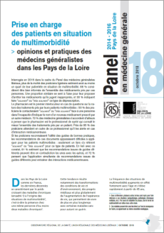 Prise en charge des patients en situation de multimorbidité. Opinions et pratiques des médecins généralistes des Pays de la Loire. N° 18. Panel d’observation des pratiques et des conditions d’exercice en médecine générale