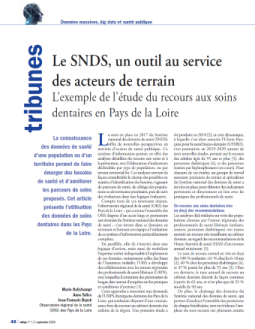 Le SNDS, un outil au service des acteurs de terrain. L’exemple de l’étude du recours aux soins dentaires en Pays de la Loire