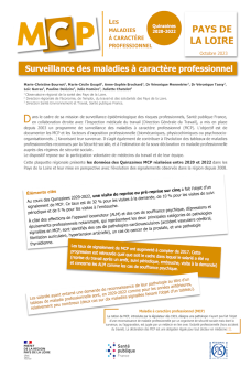 Surveillance des maladies à caractère professionnel dans les Pays de la Loire