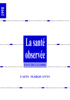 La santé observée. Pays de la Loire. Faits marquants